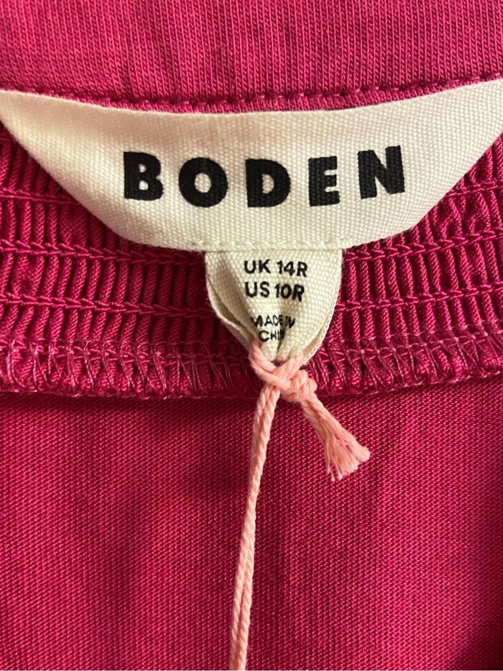 Boden Pink Cap Sleeve Smocked V-Neck Belted Midi Dress Pickets Sz 10R NWT - Picture 7 of 10